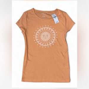 American Eagle Outfitters Orange Ribbed Sun Graphic Tee